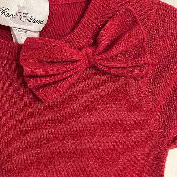 Rare Editions Red Cotton/Lurex Short Sleeve Sweater Dress - Picture 3 of 5